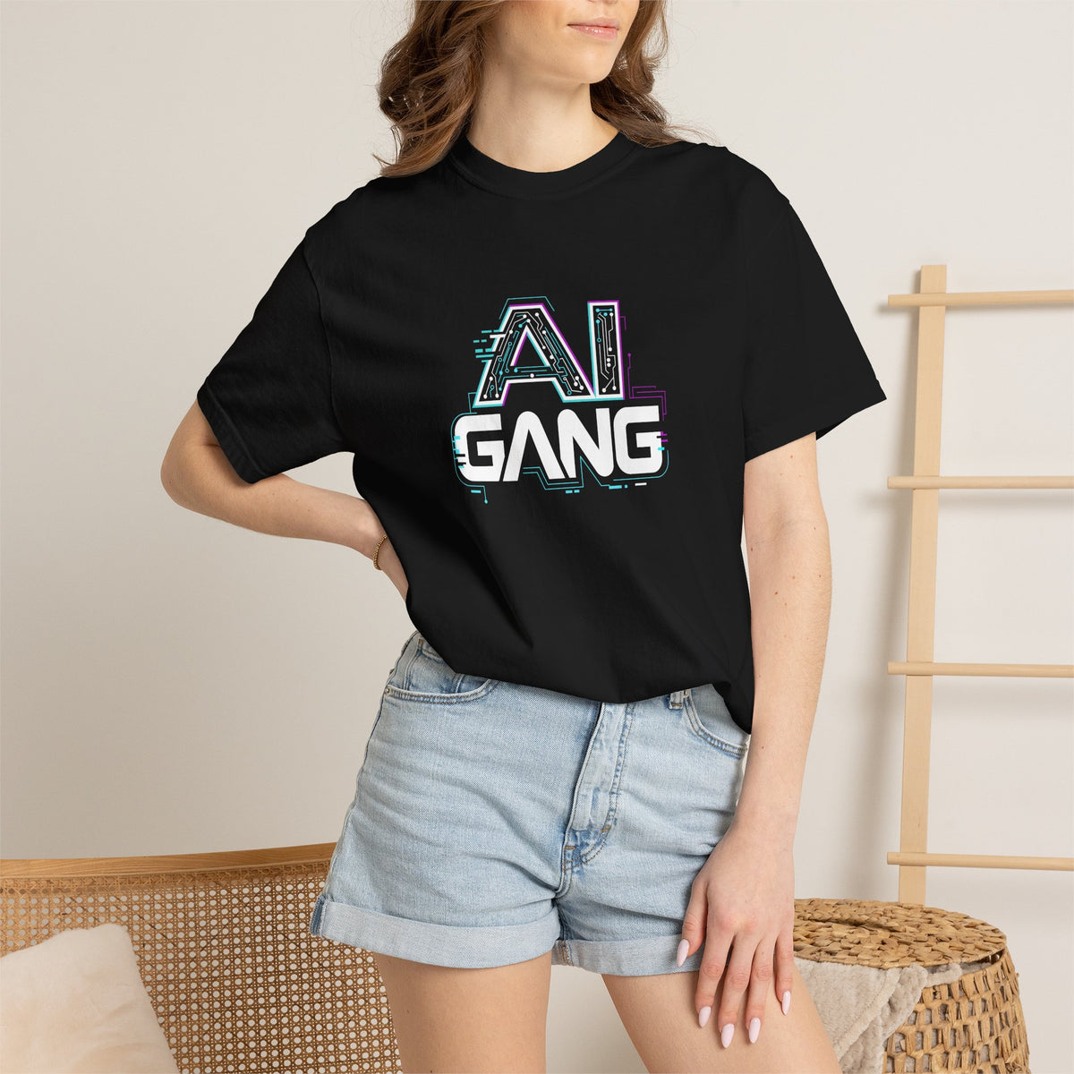 AI Glitch Tee — Retro Cyber Vaporwave Graphic T-Shirt